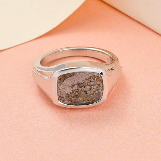 Meteorit-Ring, 925 Silber platiniert ca. 8.17 ct