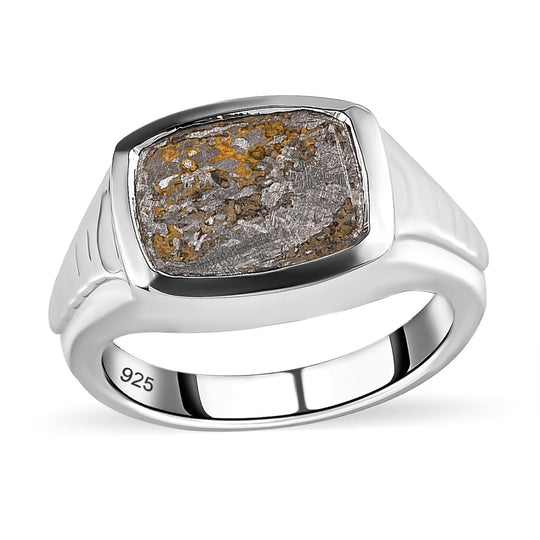 Meteorit-Ring, 925 Silber platiniert ca. 8.17 ct