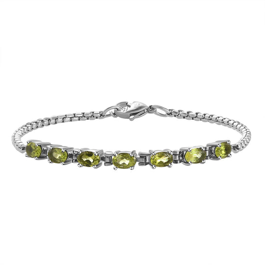 Natürliches Peridot Armband, ca. 19 cm, Edelstahl, ca. 3.09 ct