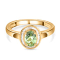 AA Merelani Mint-Granat und weißer Diamant-Ring, 925 Silber Gelbgold Vermeil (Größe 20.00) ca. 1.02 ct