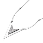 Chevron Form Weißes Kristall Halskette, ca. 50 cm, silberfarben