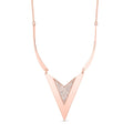 Chevron Form Weißes Kristall Halskette, ca. 50 cm, roséfarben