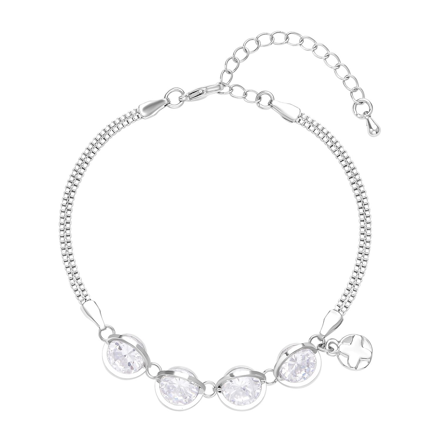 Weißes Zirkonia Armband ca. 17.5+5 cm Reines Messing ca. 5.00 ct