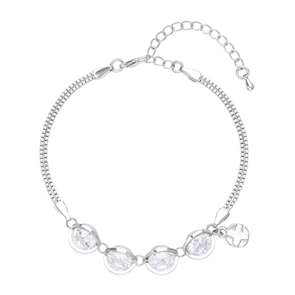 Weißes Zirkonia Armband ca. 17.5+5 cm Reines Messing ca. 5.00 ct