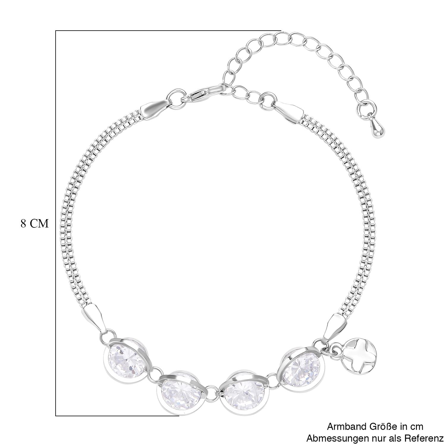 Weißes Zirkonia Armband ca. 17.5+5 cm Reines Messing ca. 5.00 ct