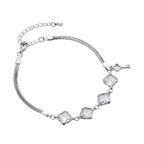 Weißes Zirkonia Armband, ca. 19 cm + 5 cm Extender, Messing