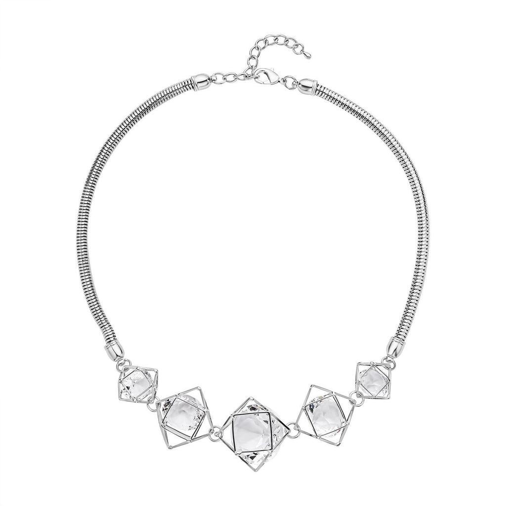Weiße Kristall Halskette, ca. 50 cm, silberfarben 5.00 ct