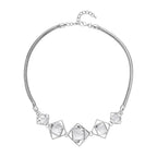Weiße Kristall Halskette, ca. 50 cm, silberfarben 5.00 ct