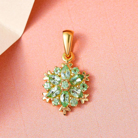 Merelani Mint-Granat Anhänger, 925 Silber Gelbgold Vermeil ca. 0.82 ct