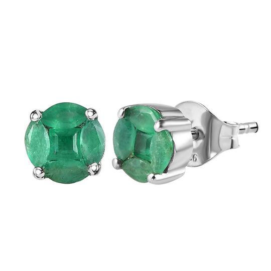 Kagem sambische Smaragd Ohrringe, 925 Silber platiniert ca. 0.69 ct