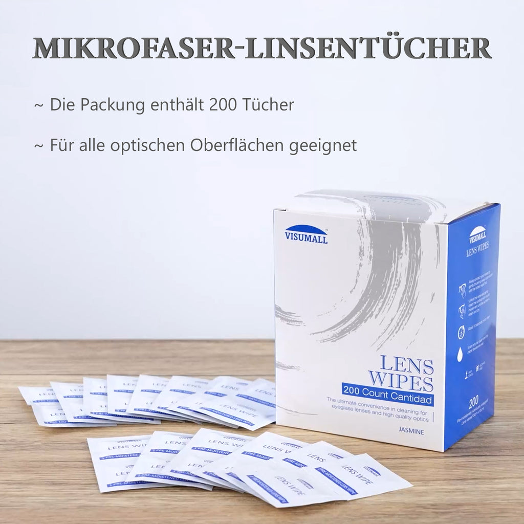 200er Set - Papier Mikrofaser Linsentücher für Brillen und Glass