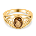 Champagner Triplett Quarz Ring, 925 Silber vergoldet (Größe 17.00) ca. 1,42 ct