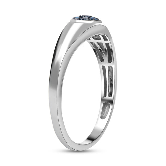 Blauer Diamant-Ring, 925 Silber platiniert ca. 0.10 ct