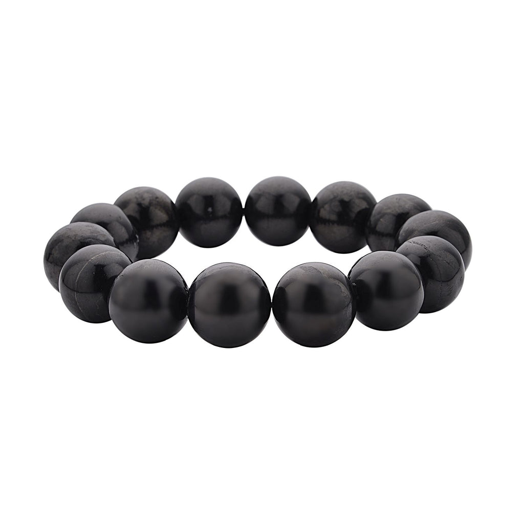 Natürliches Shungit (11-13 mm) flexibles Armband, 18-20 cm, ca. 200.00 ct