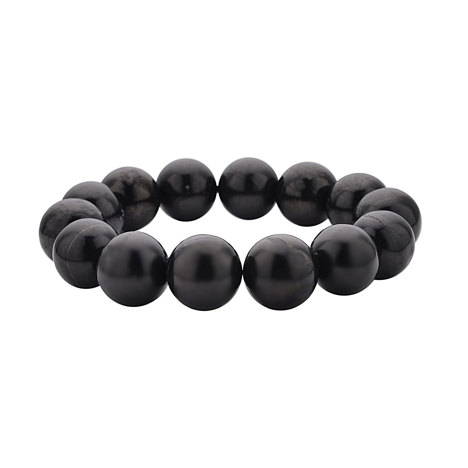 Natürliches Shungit (11-13 mm) flexibles Armband, 18-20 cm, ca. 200.00 ct