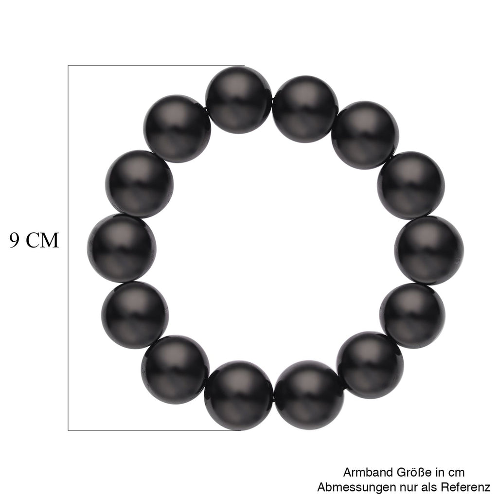 Natürliches Shungit (11-13 mm) flexibles Armband, 18-20 cm, ca. 200.00 ct