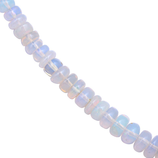 Natürliche, äthiopische Welo Opal Halskette, ca. 50 cm, 925 Silber rhodiniert ca. 65.00 ct