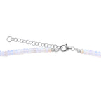 Natürliche, äthiopische Welo Opal Halskette, ca. 50 cm, 925 Silber rhodiniert ca. 65.00 ct