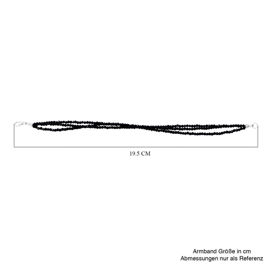 Schwarzes Spinell Armband, ca. 20 cm, 925 Silber rhodiniert ca. 16.50 ct