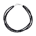 Schwarzes Spinell Armband, ca. 20 cm, 925 Silber rhodiniert ca. 16.50 ct