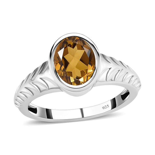 Champagner Triplette Quarz Ring, 925 Silber platiniert ca. 2.03 ct