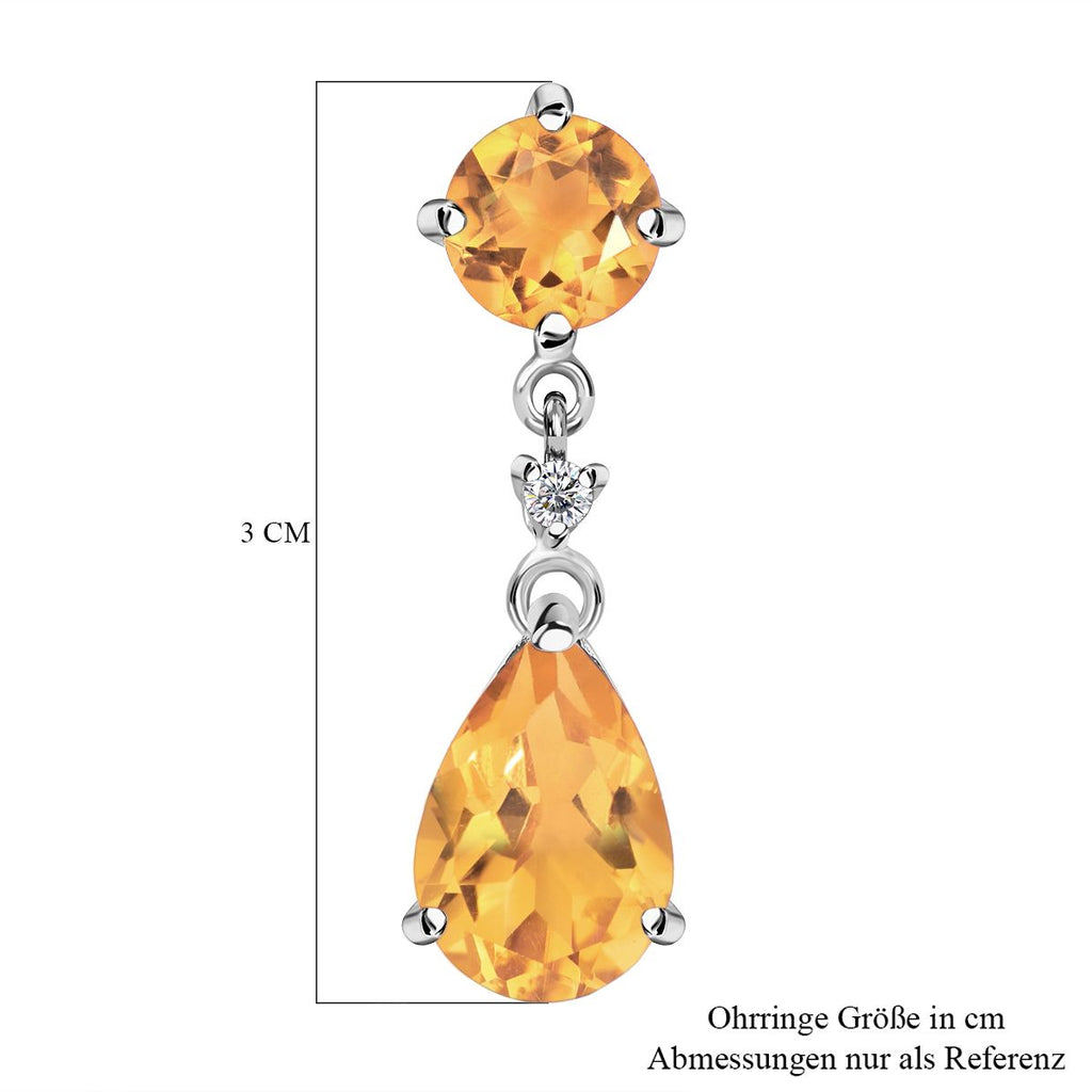 Citrin Ohrringe, 925 Silber platiniert ca. 7.72 ct