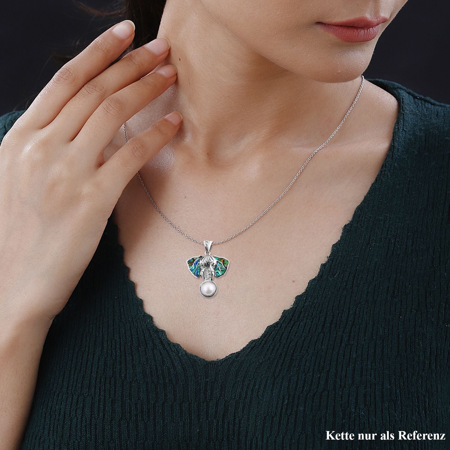Weißer Mabe Perle (12mm) und Abalone Muschel Anhänger in 925 Silber