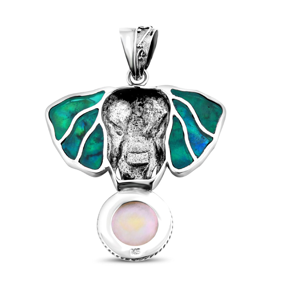 Weißer Mabe Perle (12mm) und Abalone Muschel Anhänger in 925 Silber