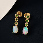 Natürliche, äthiopische Welo Opal und natürliche Chromdiopsid-Ohrringe, 925 Silber vergoldet ca. 1.42 ct