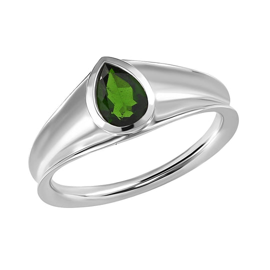 Natürlicher Chromdiopsid Ring, 925 Silber platiniert ca. 1.34 ct