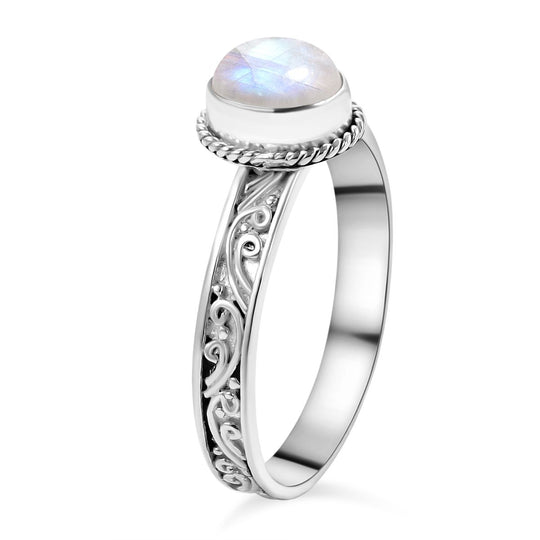 Royal Bali - Regenbogen Mondstein Ring, 925 Silber ca. 1,40 ct