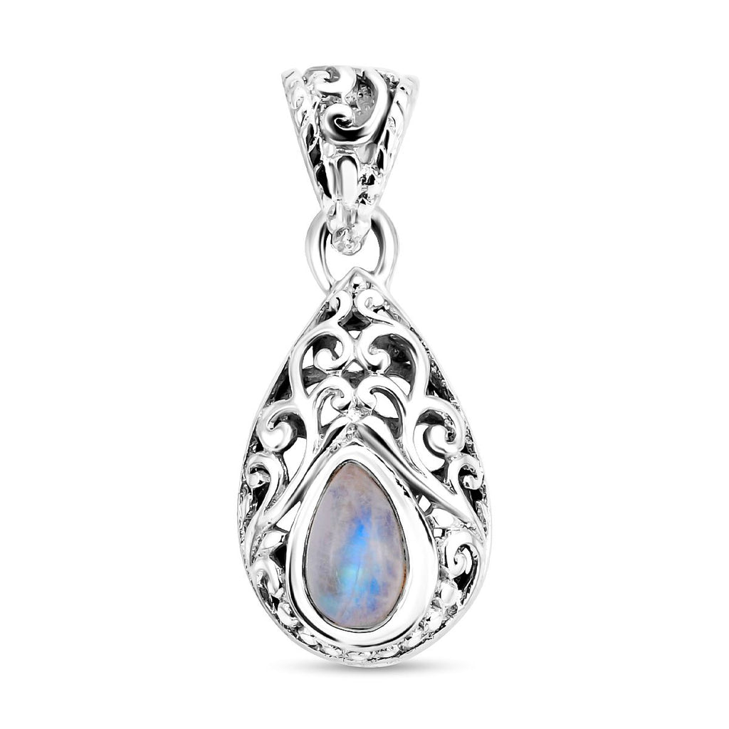Royal Bali - Regenbogen Mondstein Anhänger, 925 Silber ca. 1.60 ct