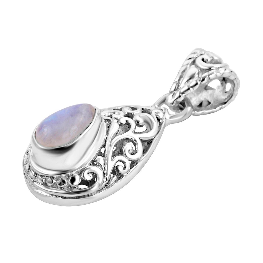 Royal Bali - Regenbogen Mondstein Anhänger, 925 Silber ca. 1.60 ct