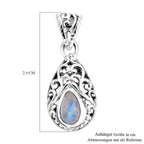 Royal Bali - Regenbogen Mondstein Anhänger, 925 Silber ca. 1.60 ct