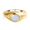 Natürlicher, äthiopischer Welo Opal Ring, 925 Silber vergoldet (Größe 17.00) ca. 0,88 ct