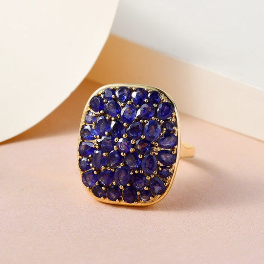 Masoala Saphir (Fissure gefüllt) Ring, 925 Silber vergoldet ca. 8.05 ct