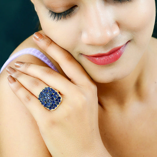 Masoala Saphir (Fissure gefüllt) Ring, 925 Silber vergoldet ca. 8.05 ct