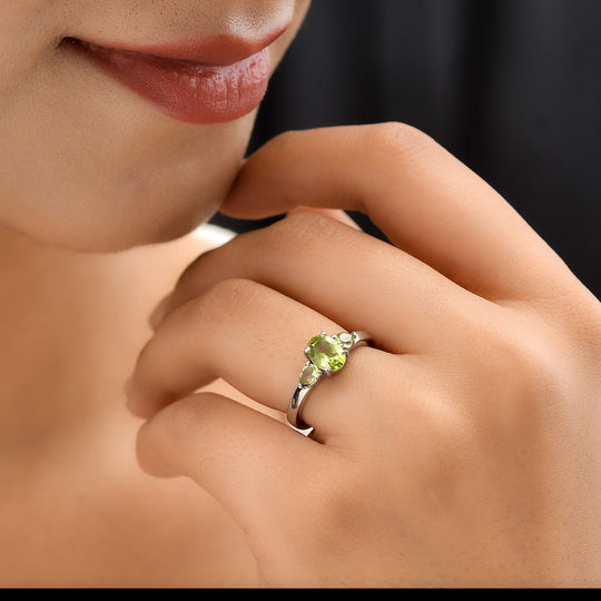 Natürlicher Peridot Ring, Edelstahl ca. 3,06 ct
