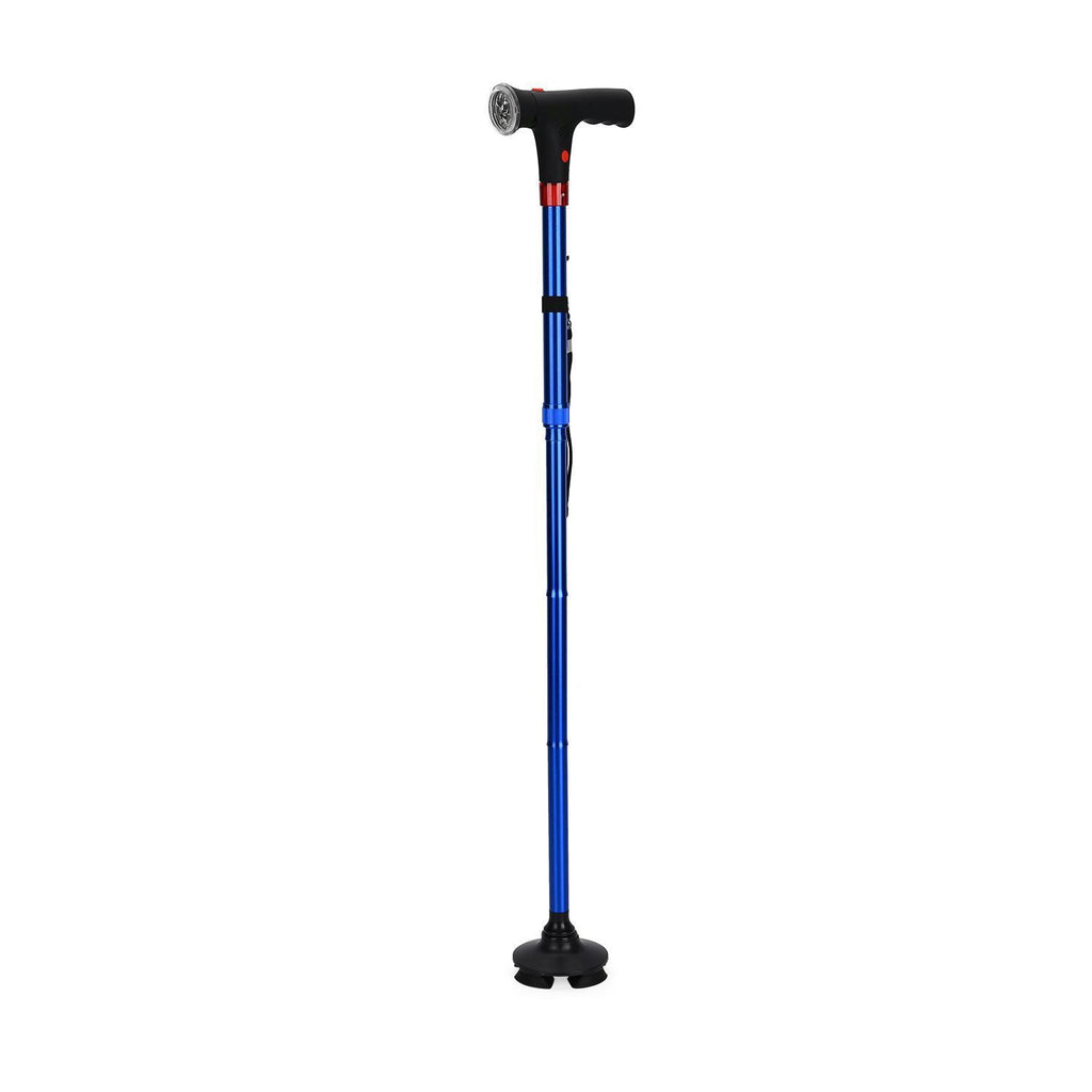 LIVMORE faltbarer Smart Gehstock mit LED Licht und SOS Alarm, Belastbarkeit 113kg, Schwarz
