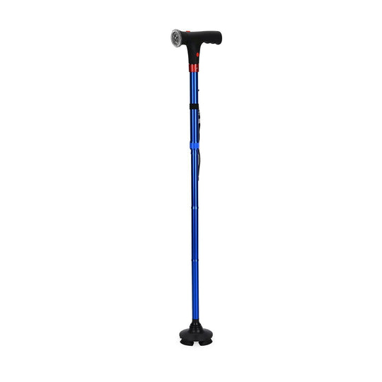 LIVMORE faltbarer Smart Gehstock mit LED Licht und SOS Alarm, Belastbarkeit 113kg, Schwarz
