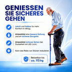 LIVMORE faltbarer Smart Gehstock mit LED Licht und SOS Alarm, Belastbarkeit 113kg, Schwarz