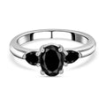 Schwarzer Spinell Ring, Edelstahl (Größe 16.00) ca. 1,61 ct
