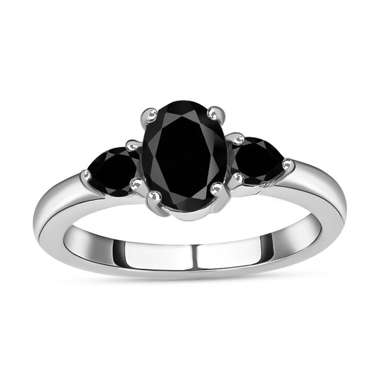 Schwarzer Spinell Ring, Edelstahl ca. 1,61 ct