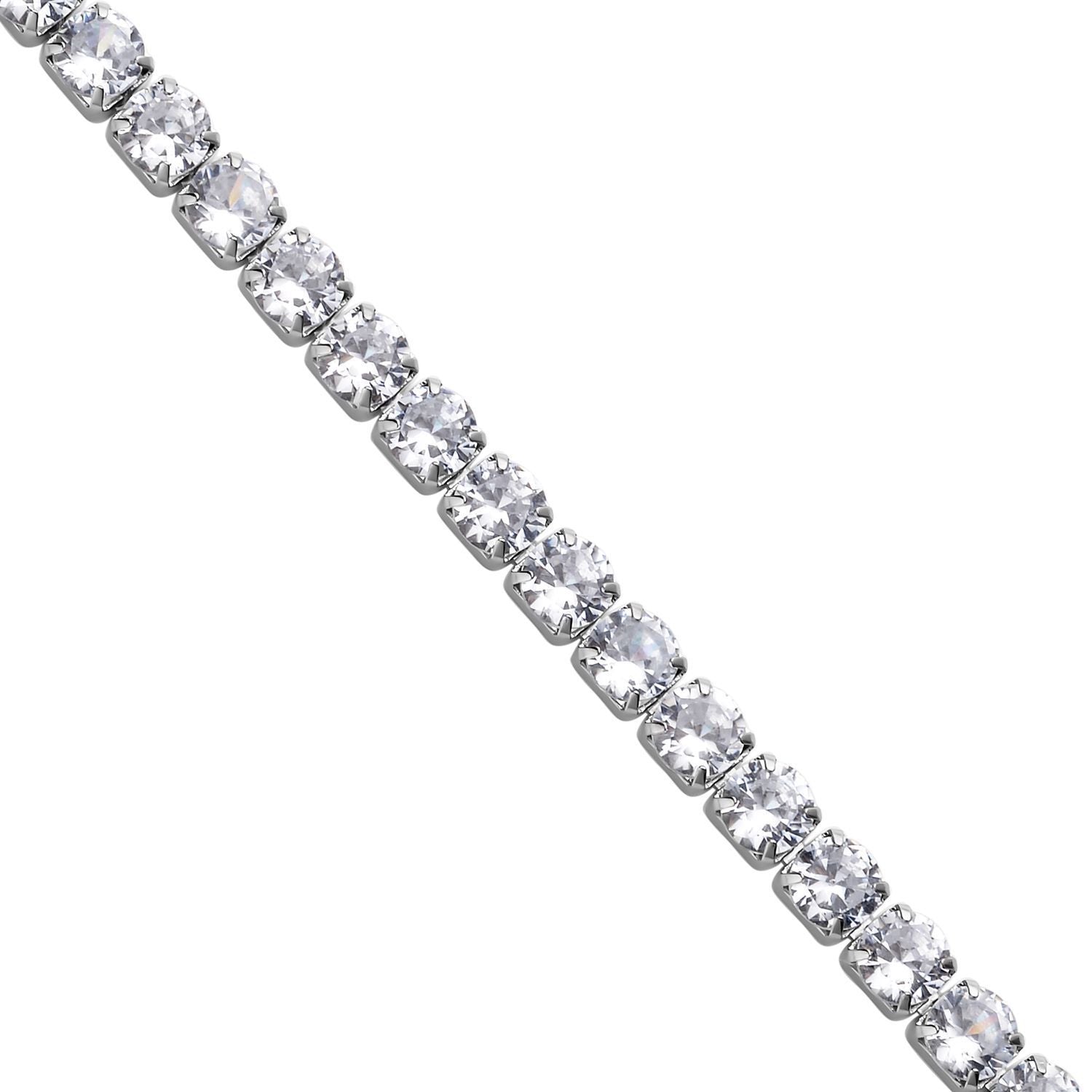 Weiße Zirkonia Halskette, ca. 38 cm, Edelstahl