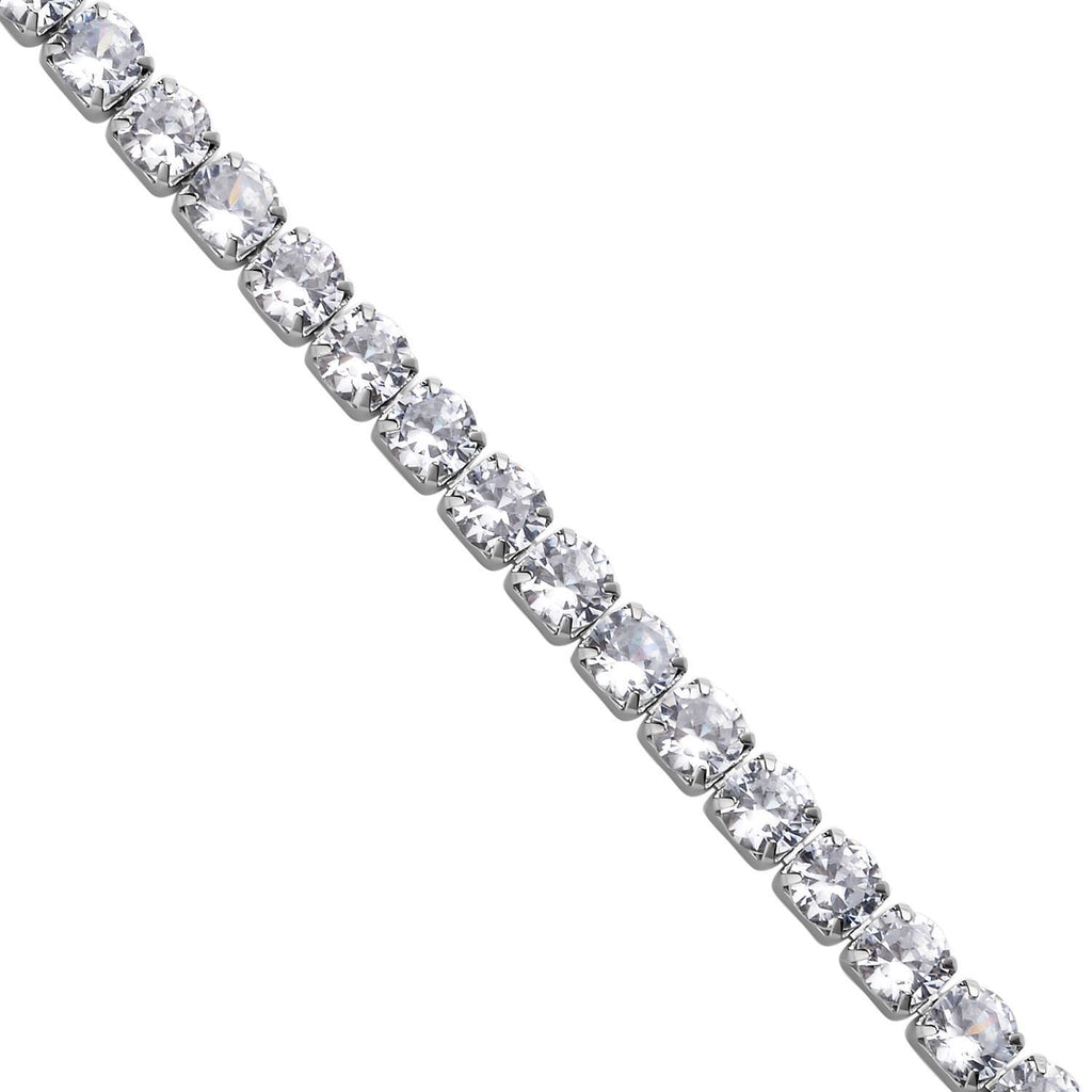 Weiße Zirkonia Halskette, ca. 38 cm, Edelstahl