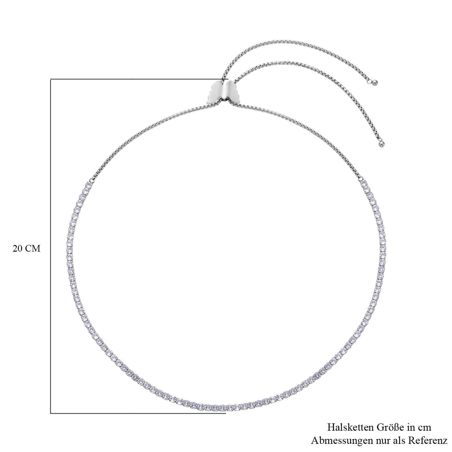 Weiße Zirkonia Halskette, ca. 38 cm, Edelstahl