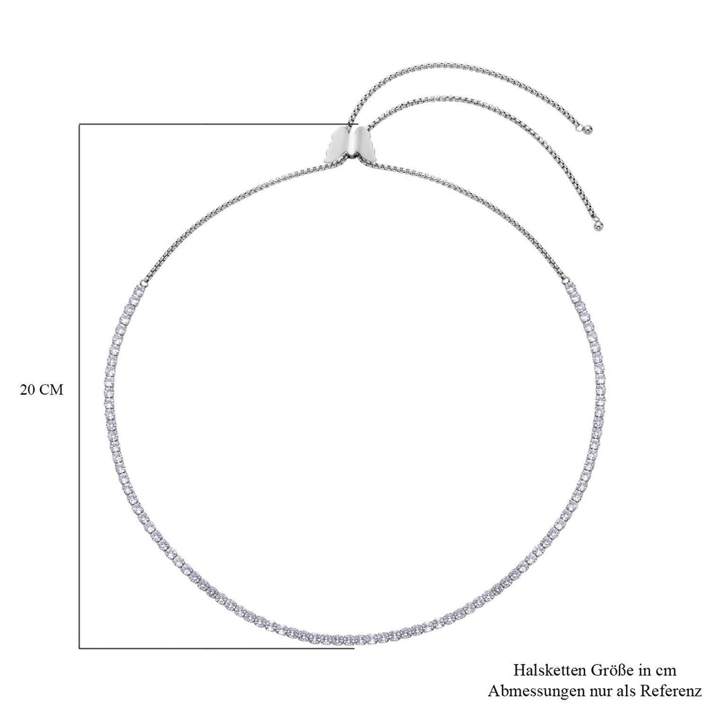 Weiße Zirkonia Halskette, ca. 38 cm, Edelstahl