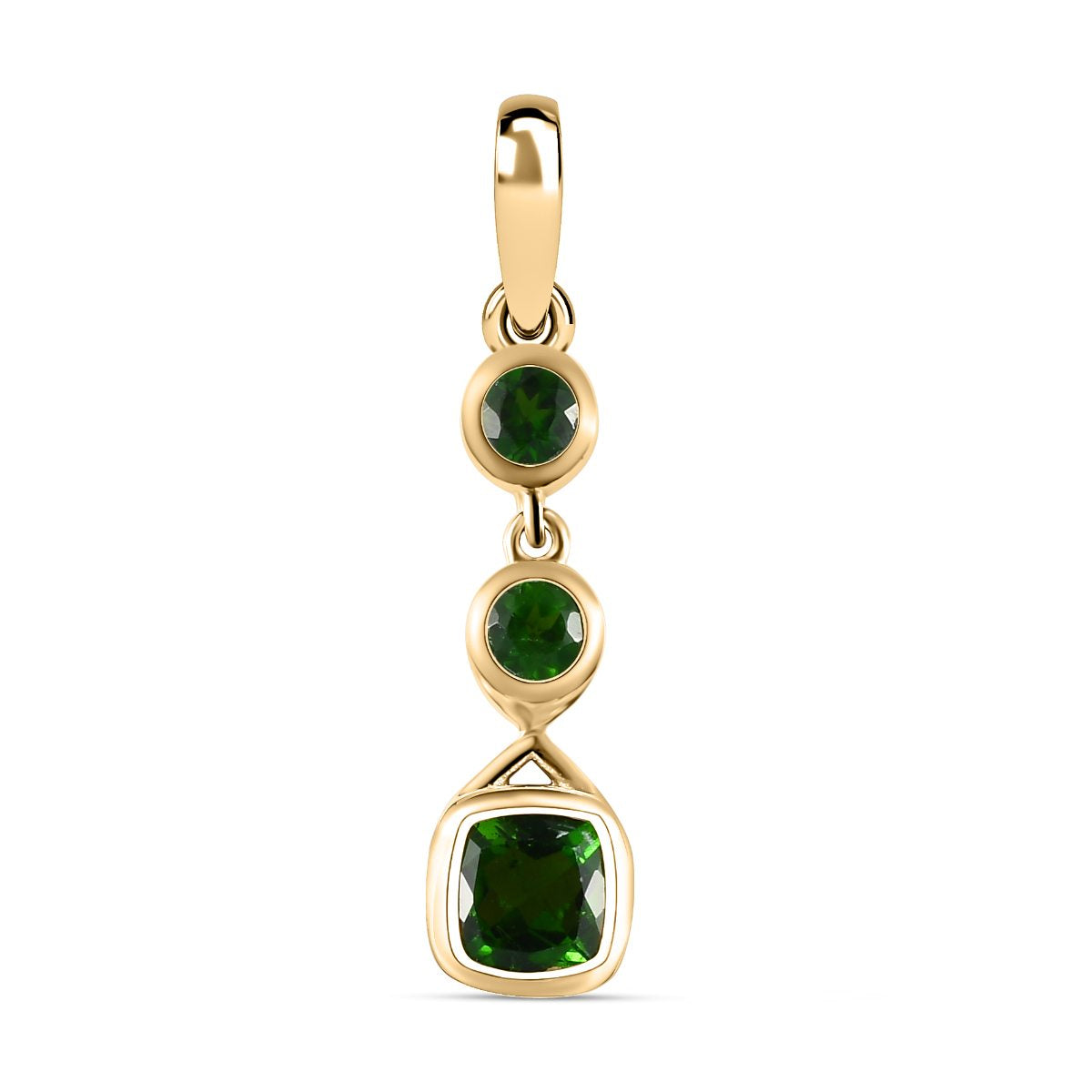 Natürlicher Chromdiopsid Anhänger, 925 Silber vergoldet ca. 1,31 ct