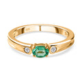 Kolumbianischer Smaragd und weißer Zirkon-Ring, 925 Silber vergoldet (Größe 17.00) ca. 0.39 ct
