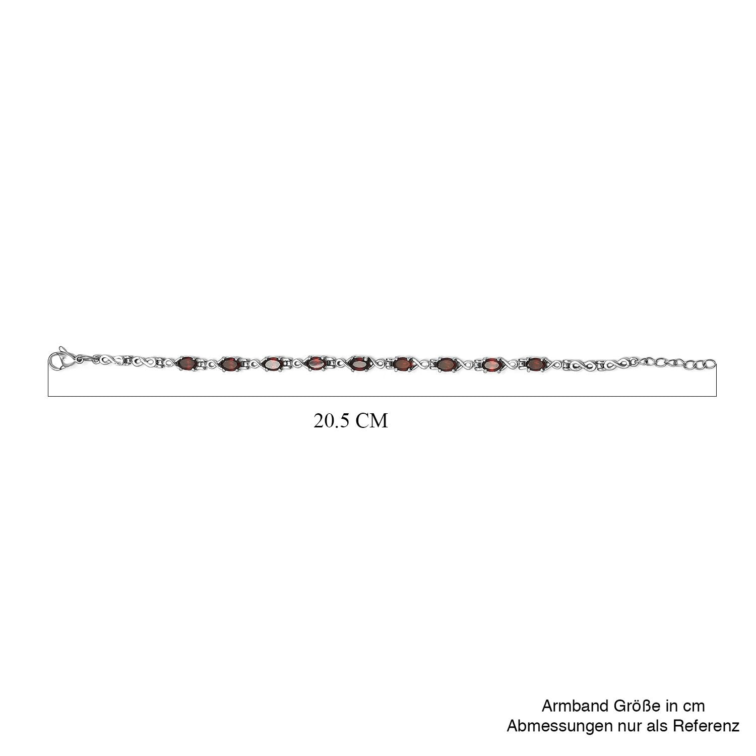 Rotes Granat Armband, ca. 19 cm, Edelstahl, ca. 5.23 ct